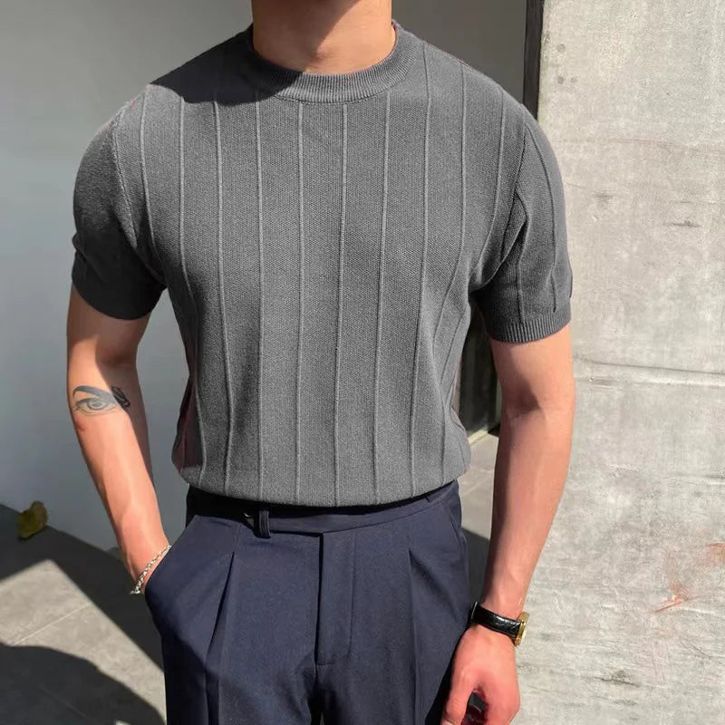 Men Knited Short Sleeve T-shirts