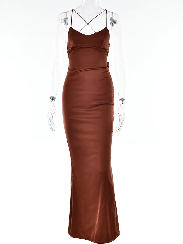 Satin Backless Dress For Women