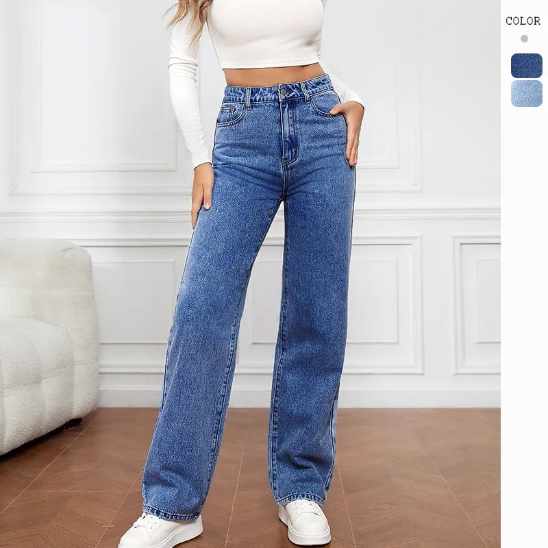 Straight-Leg Denim Trousers Straight Jeans