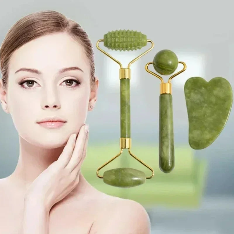 Natural Jade Roller Face Gua Sha Natural Stone Body Face Neck Massager