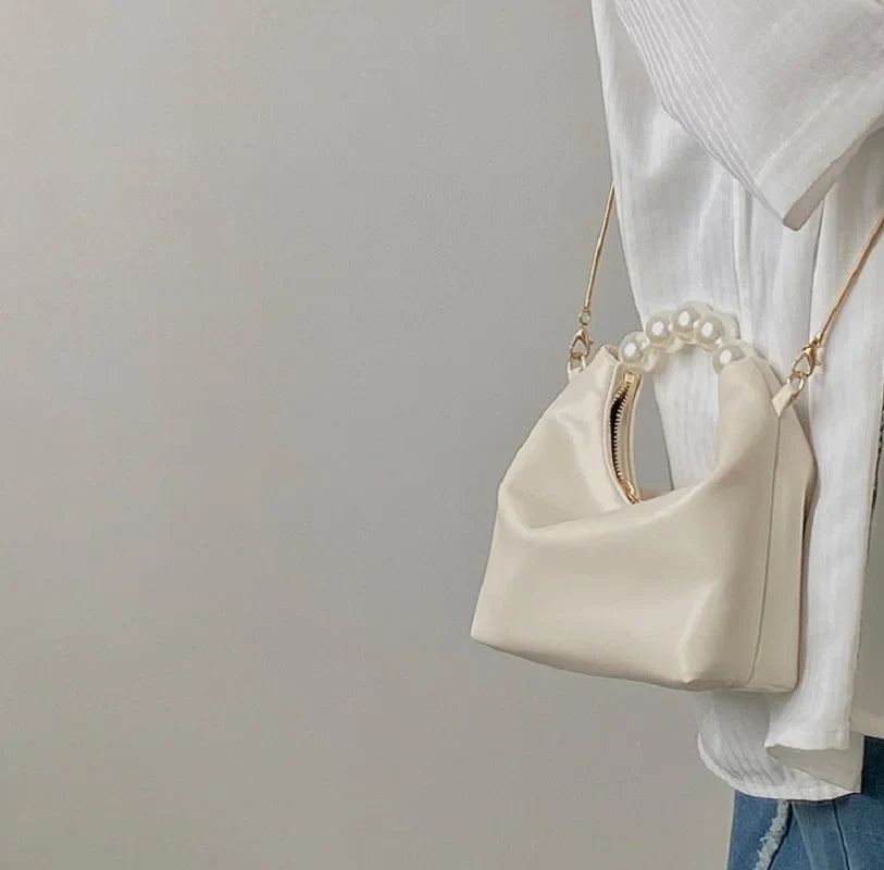 Pearl Handle Women Small Clutch Handbags