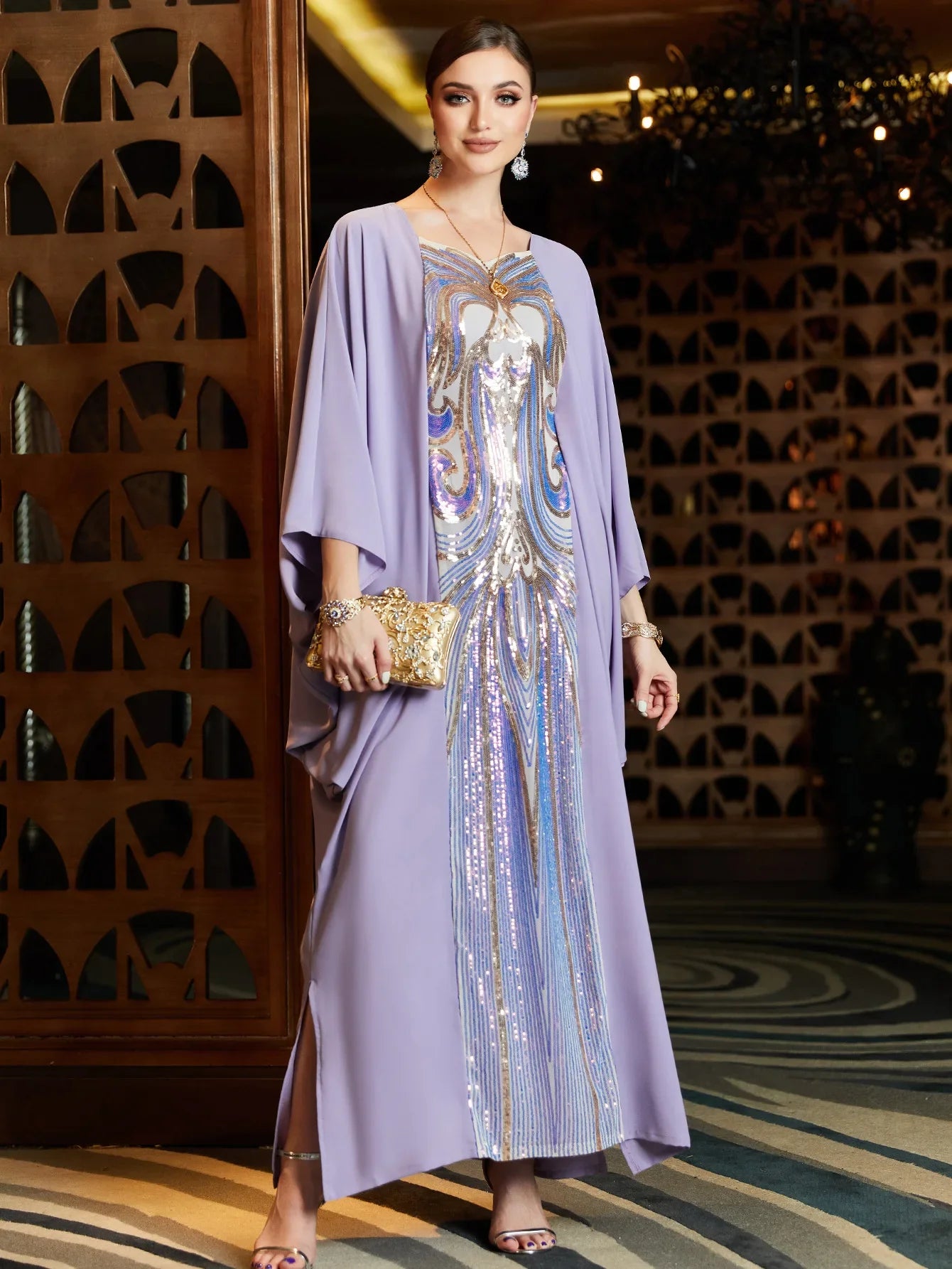 Women Ramadan & Eid Mubarak Kaftan Abaya