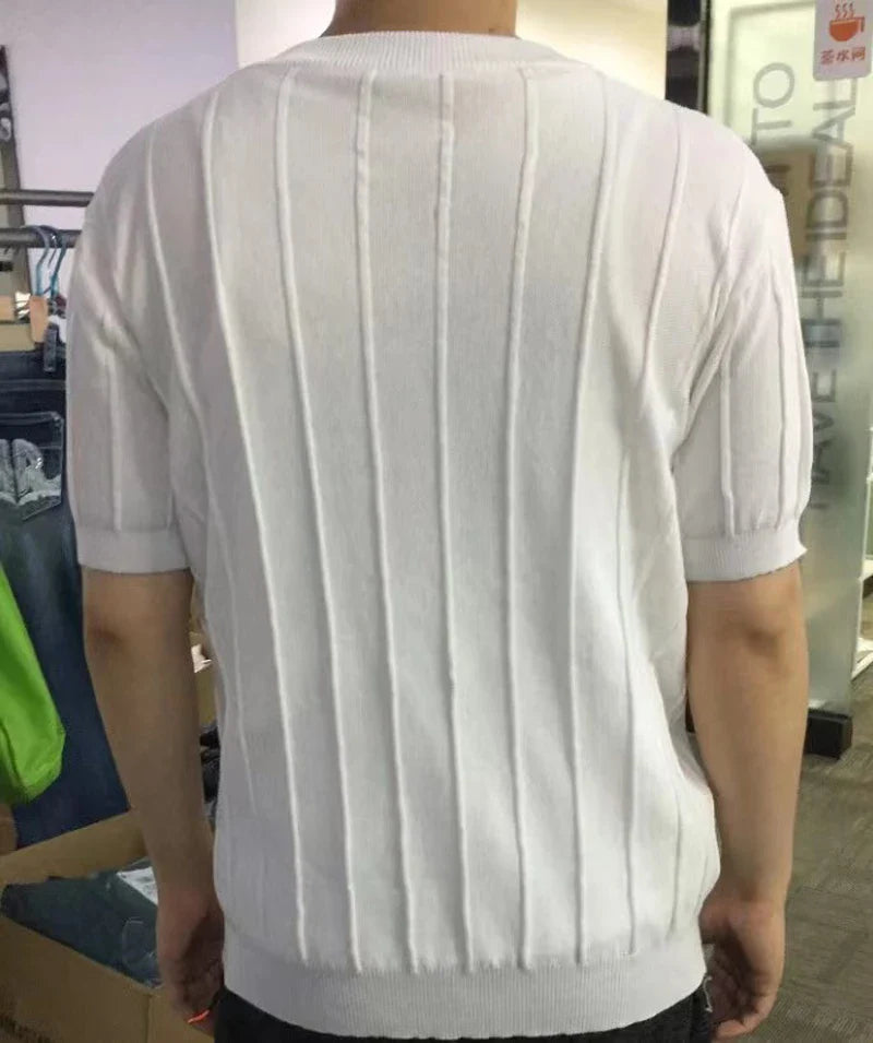 Men Knited Short Sleeve T-shirts