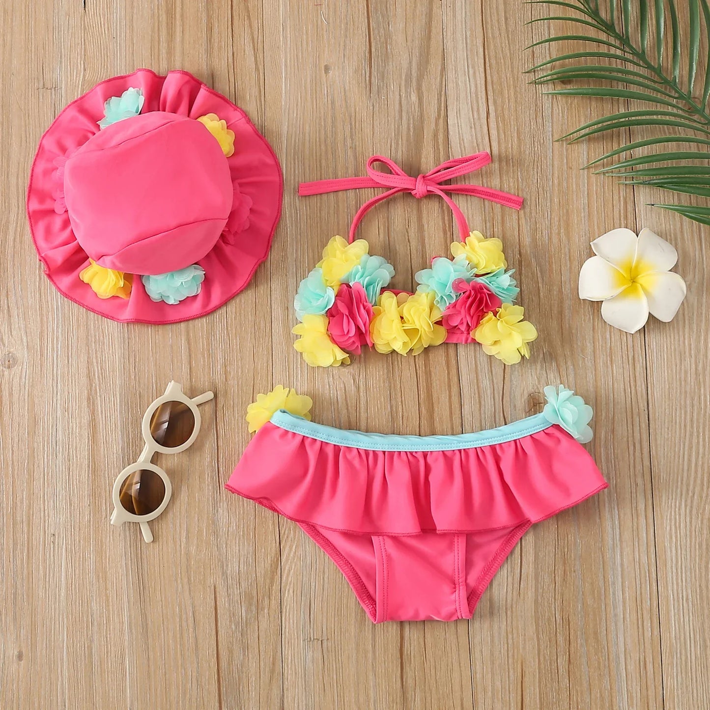 Infant Baby Girls Three-piece Swimming Suit