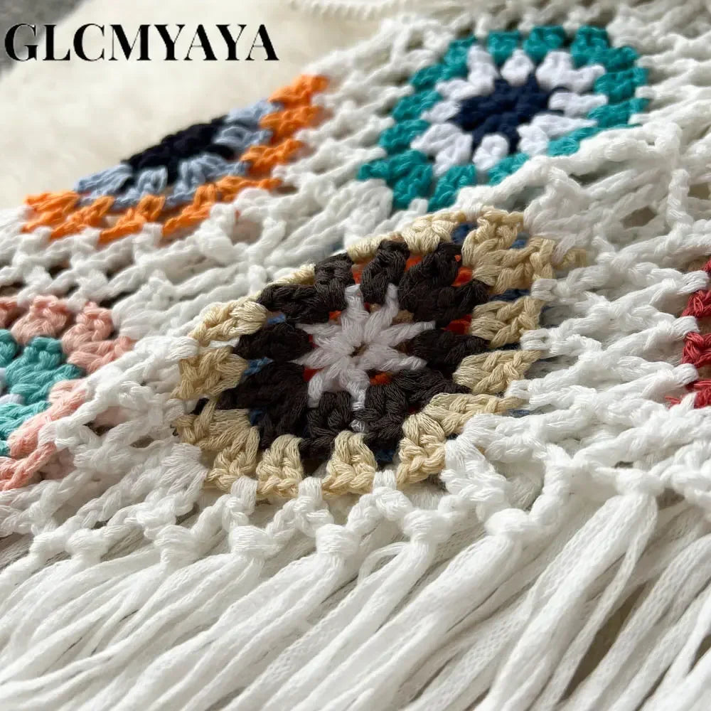 Holiday Beach Skirts Set Knitted Crochet Halter Crop Top and Irregular Mini Midi Skirt Sexy Two 2 Piece Sets