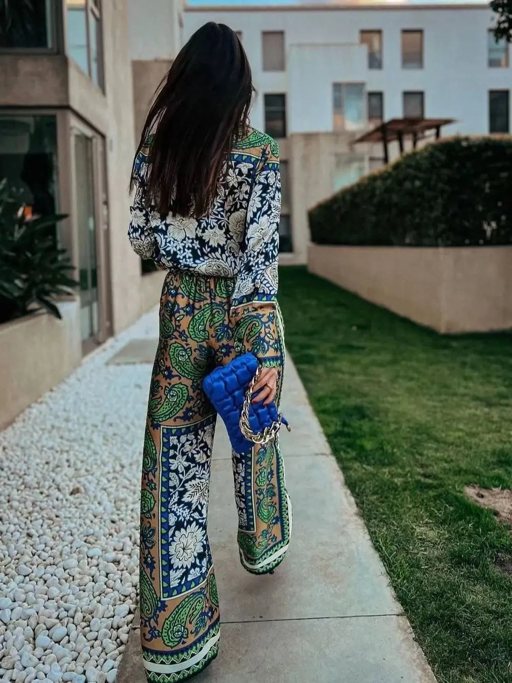 Summer Vintage Green Floral Women Suits