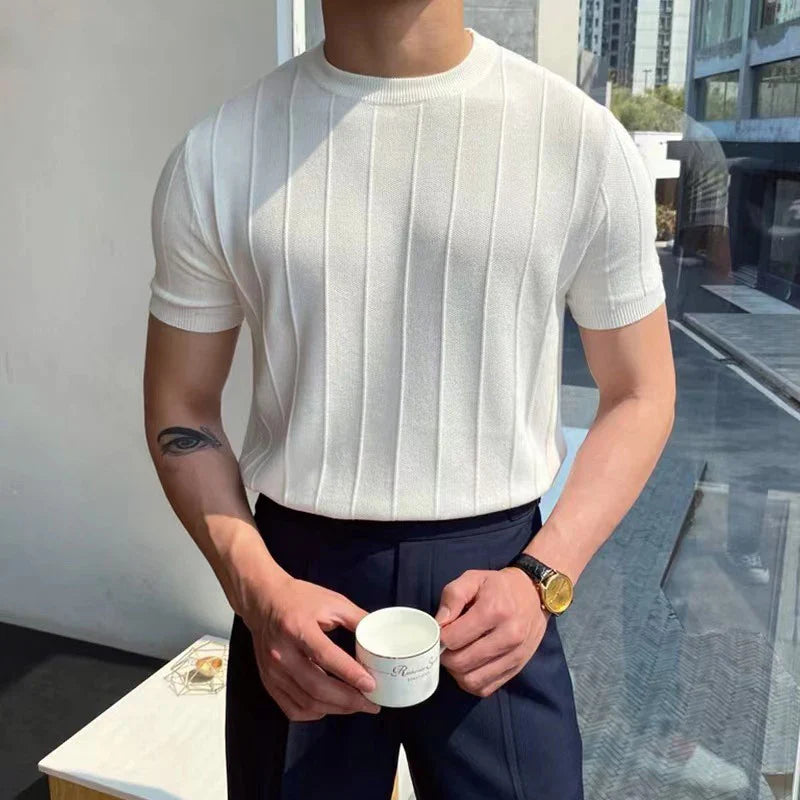 Men Knited Short Sleeve T-shirts
