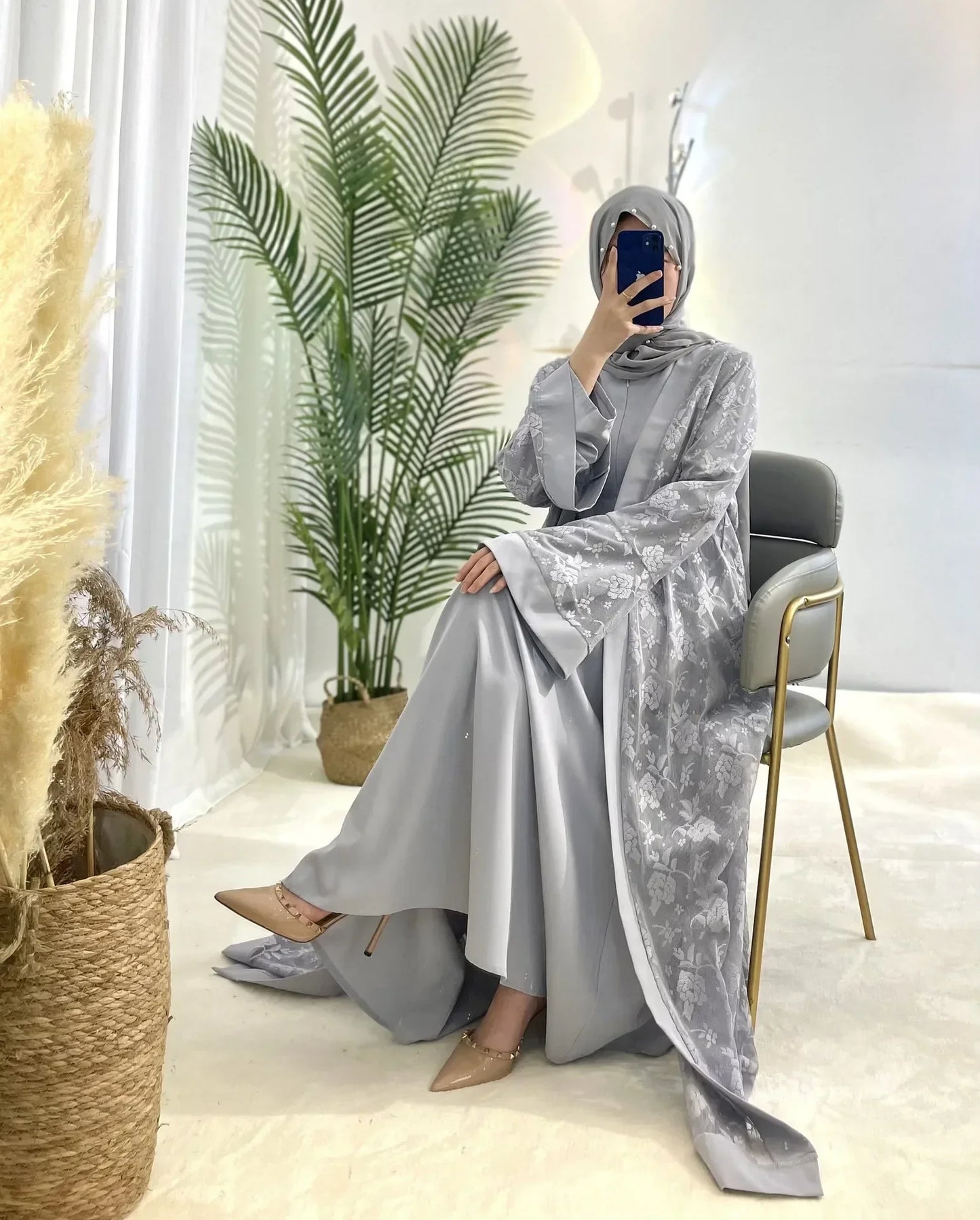 Muslim Lace Abaya Long Robe
