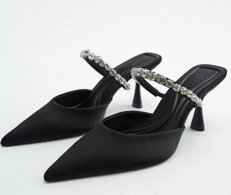 Black Slingback Heels Woman - Touches