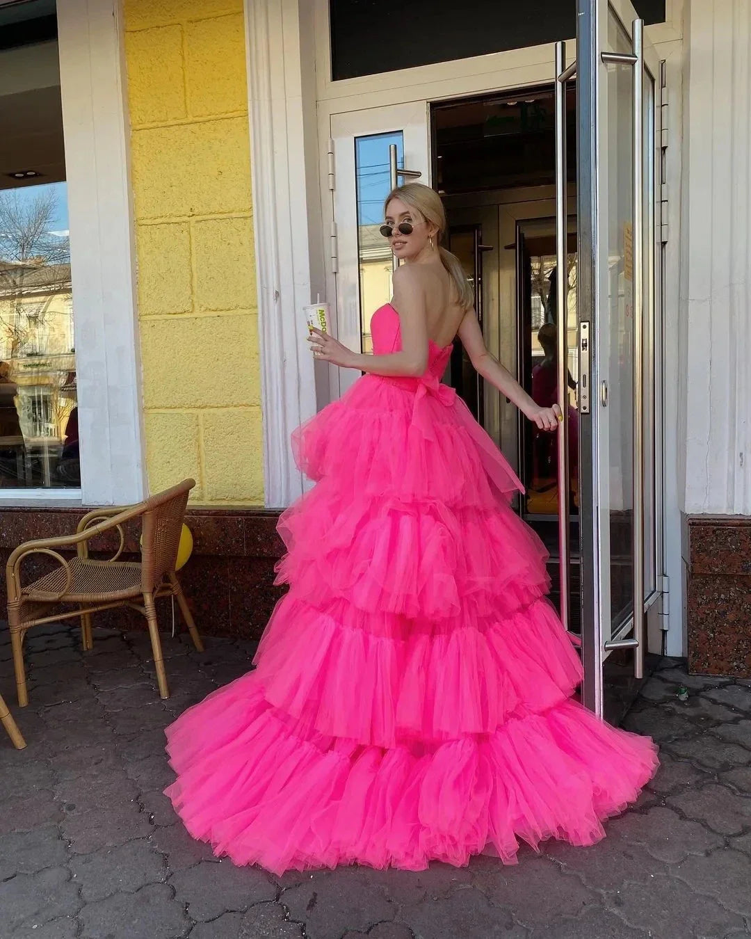 Elegant Tiered Ruffles Tulle Evening Dresses
