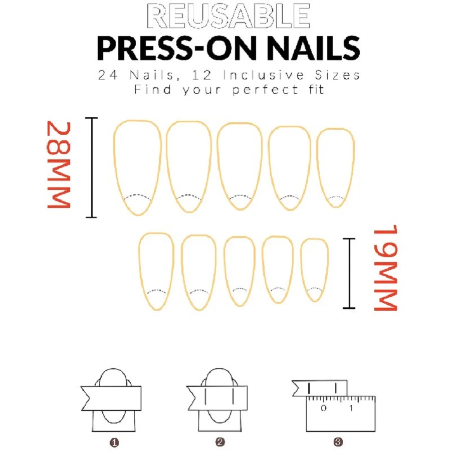 24PCS/1 BOX White Almond French Nails