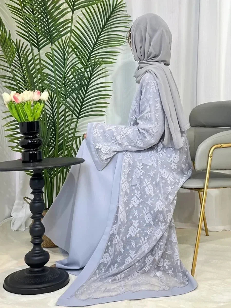 Muslim Lace Abaya Long Robe