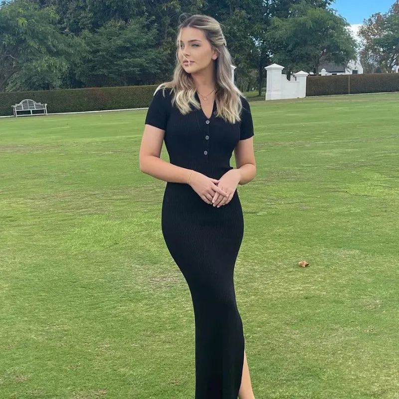 Women Fashion Elegant Casual Knit Slim Long Dress