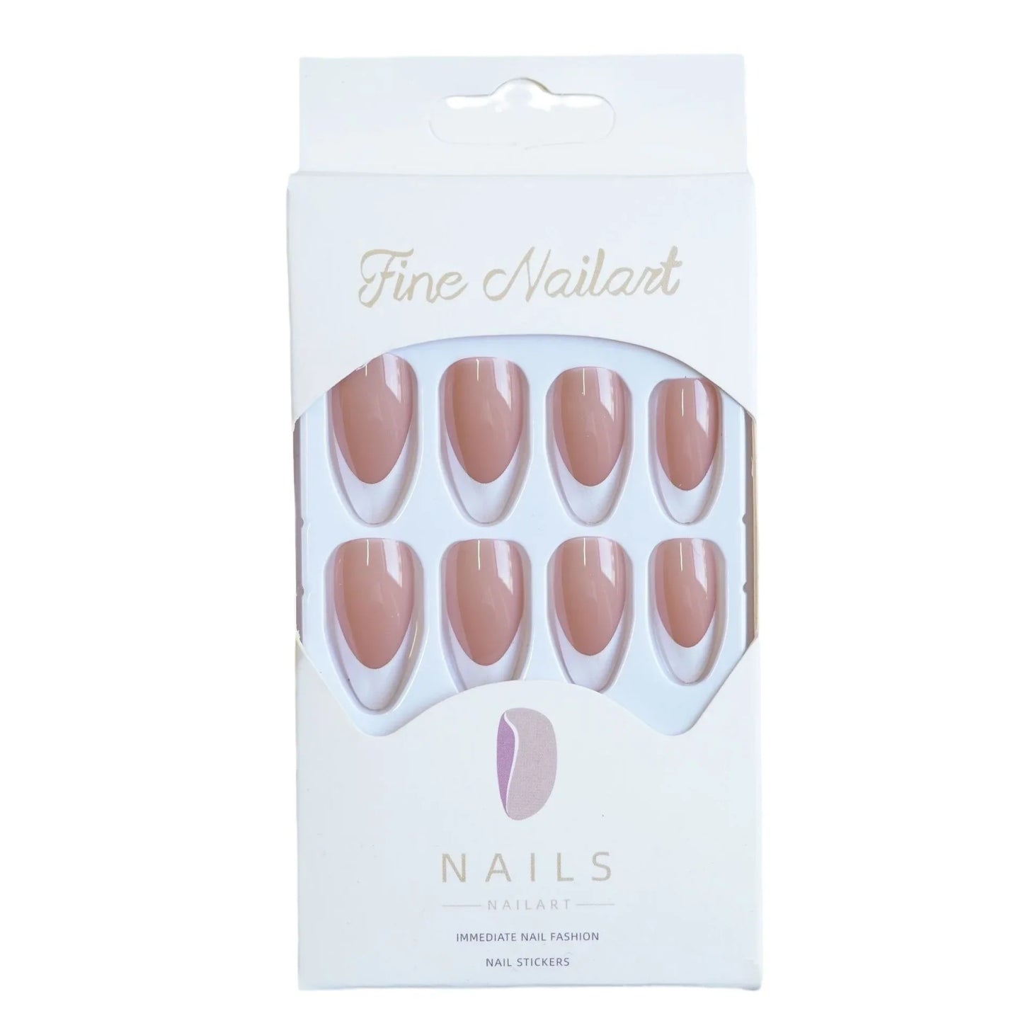 24PCS/1 BOX White Almond French Nails