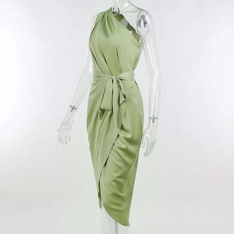 Women Mid-Length Skirt Elegant Satin