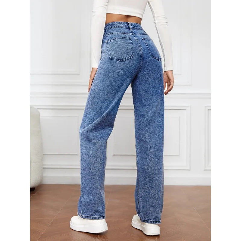 Straight-Leg Denim Trousers Straight Jeans