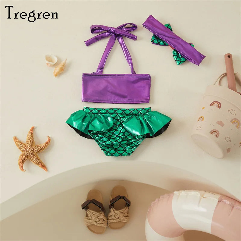 Tregren Toddler Kids Girl Mermaid Bikinis Set Summer Beachwear