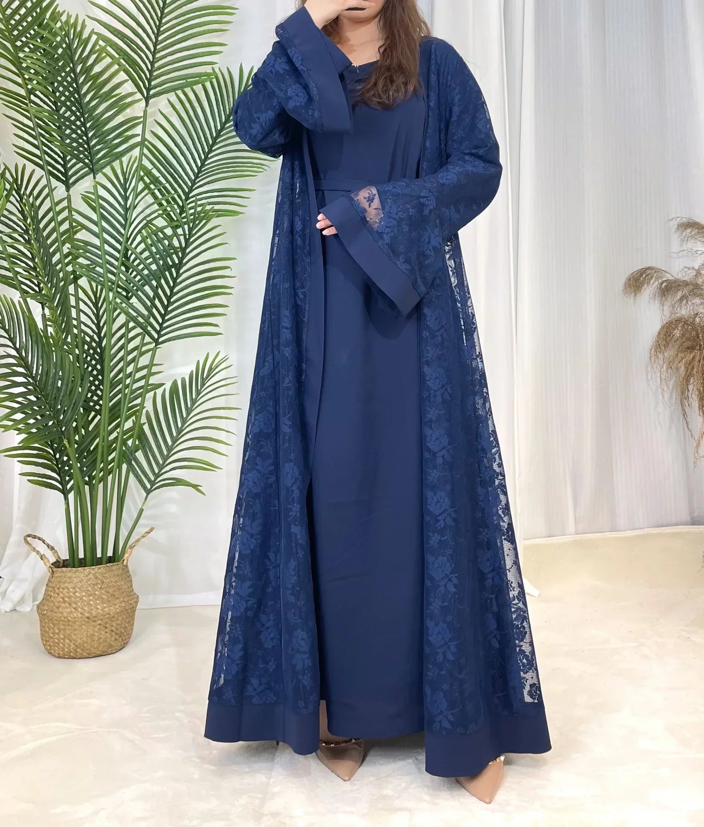 Muslim Lace Abaya Long Robe