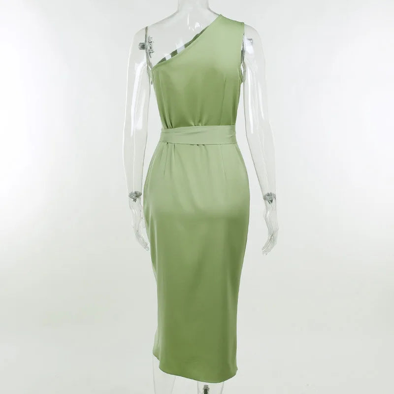 Women Mid-Length Skirt Elegant Satin