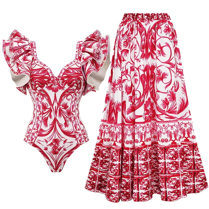Women Swimwear 2PC Swimsuit Ruffle - Touches