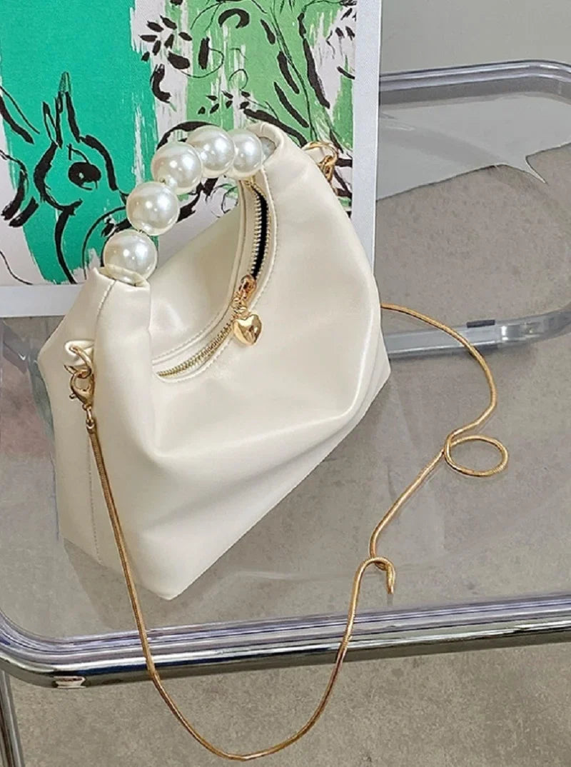 Pearl Handle Women Small Clutch Handbags
