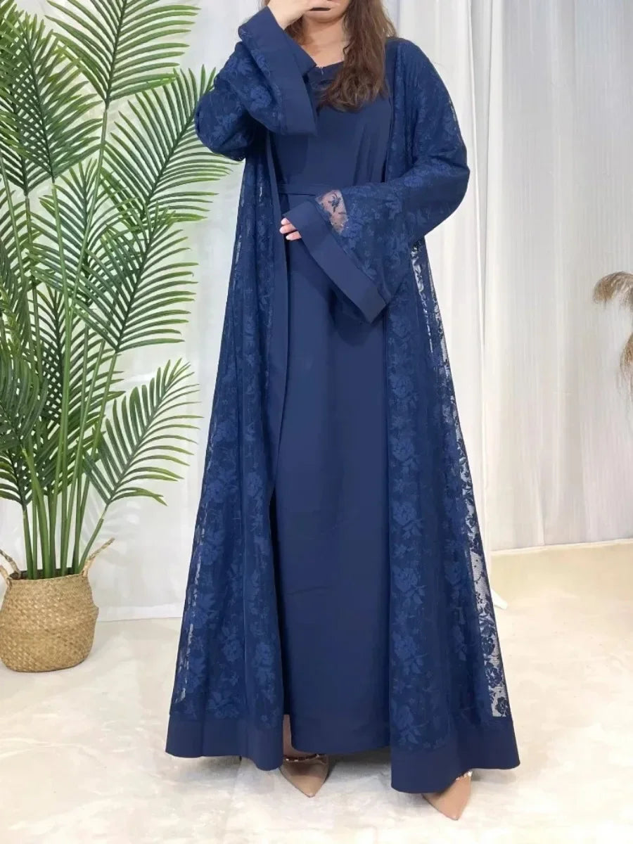 Muslim Lace Abaya Long Robe