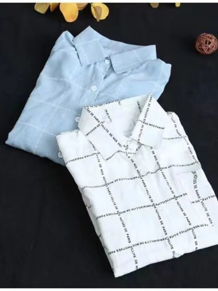 Korean Fashion Simple Solid Color Autumn Shirts Women