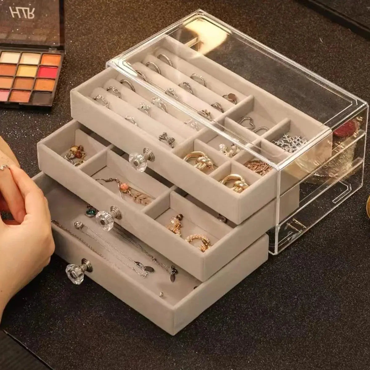 Three layers Plastic Jewelry Box