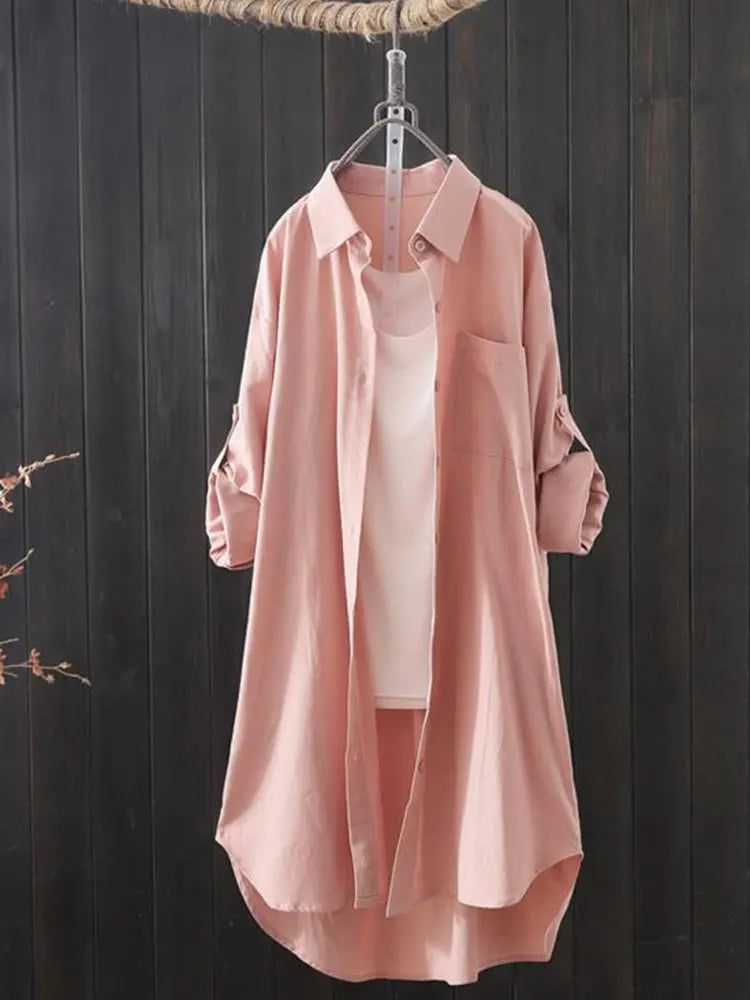 White Shirt Women Korean Fashion Long Shirts