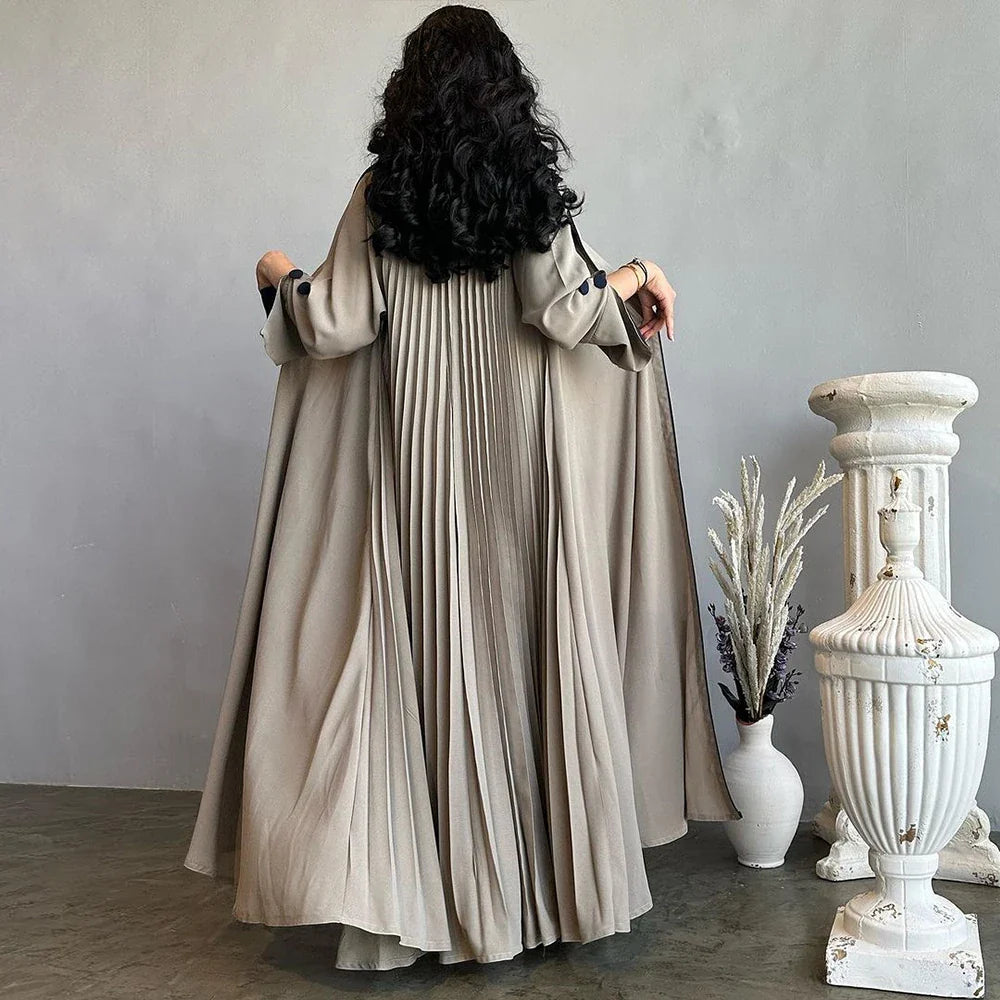 New Elegant Button Split Sleeve Abaya for Women