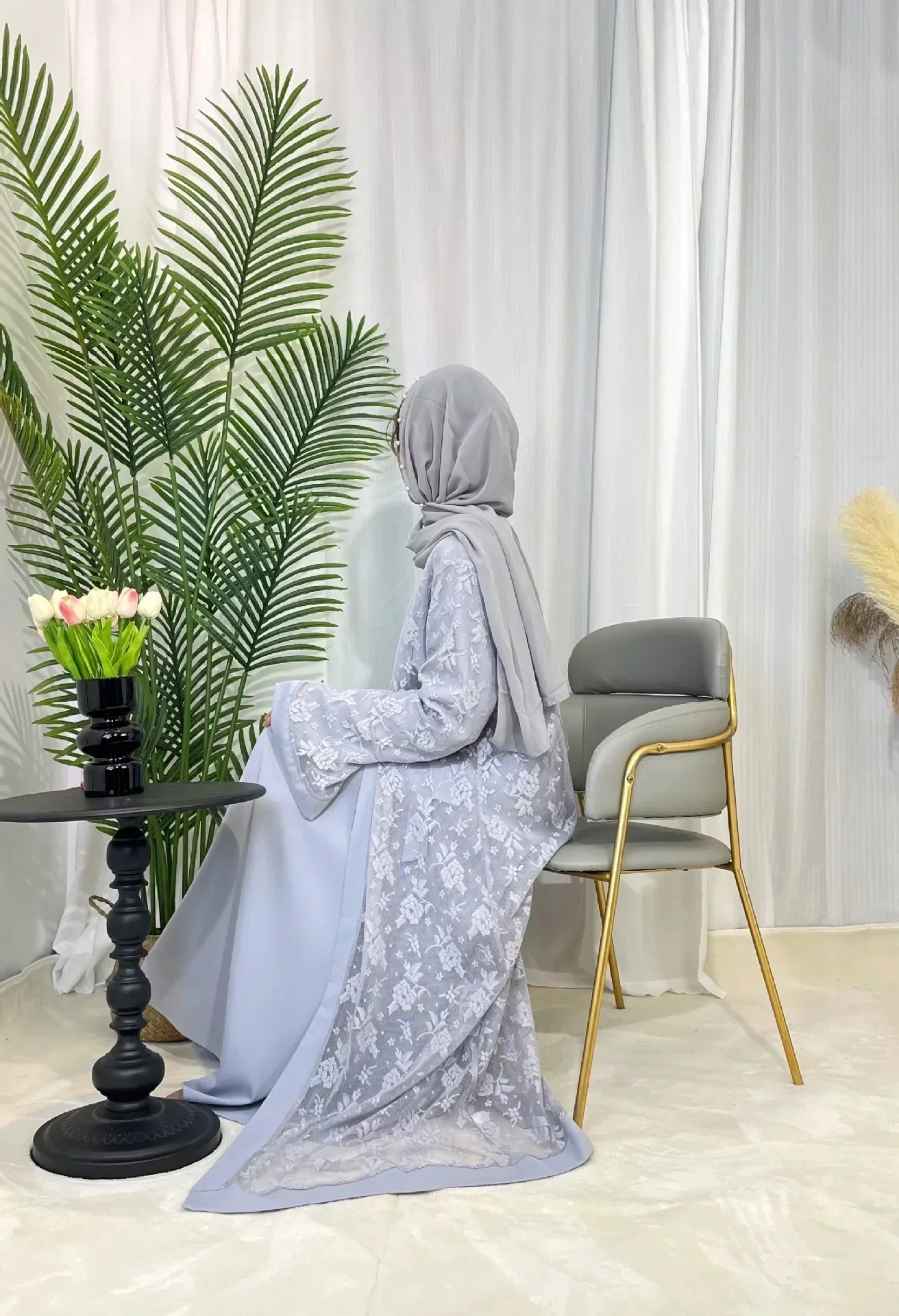 Muslim Lace Abaya Long Robe