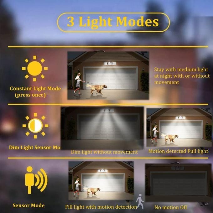 Projecteur solaire extérieur à 3 têtes avec détecteur