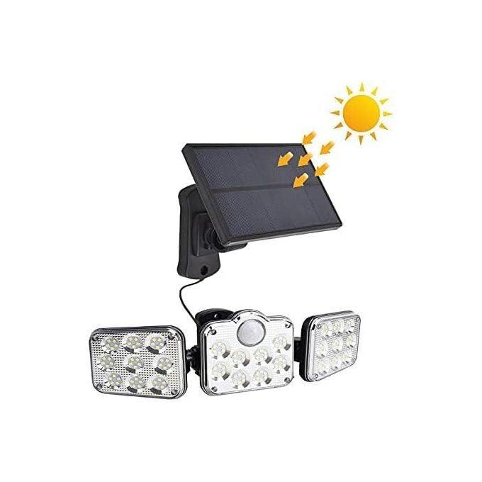 Projecteur solaire extérieur à 3 têtes avec détecteur