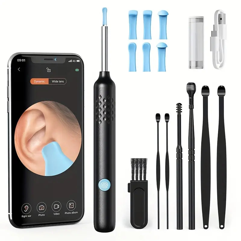 Kit de Nettoyage des Oreilles avec Caméra Haute Définition et Batterie Rechargeable - Technologie Intelligente pour un Nettoyage Doux et Efficace des Oreilles