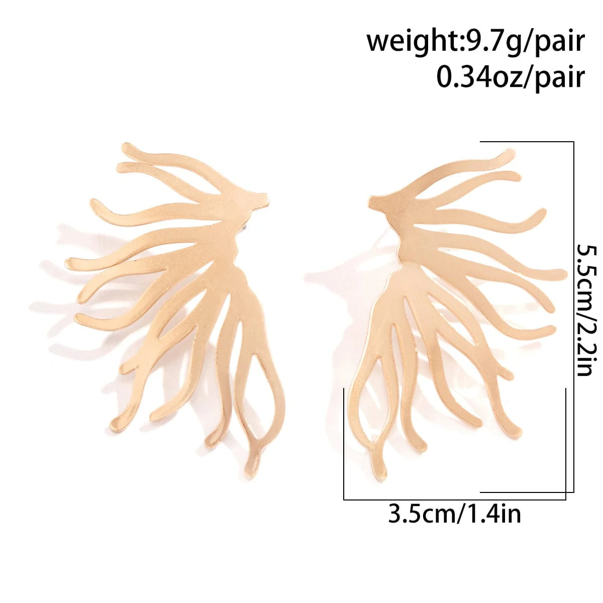 Boucles d'Oreilles Élégantes Ailées Plaquées Or à Motif Géométrique