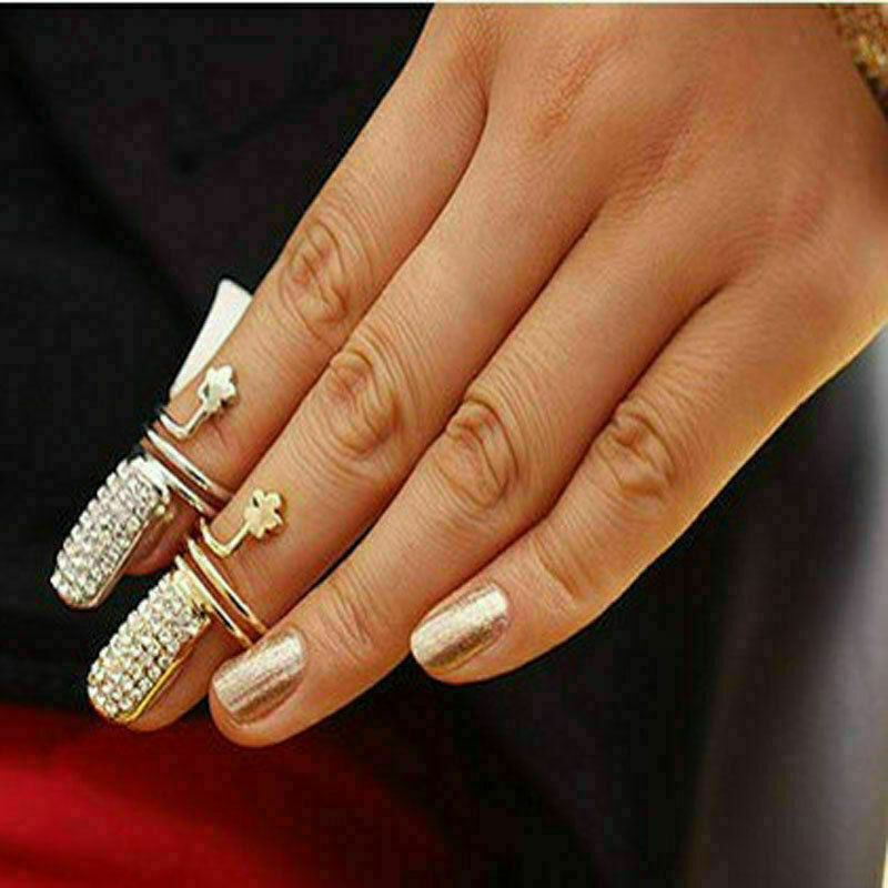 Bague de Couverture d'Ongle Wolf Tide Butterfly - Plaquée Or avec Zircon Cubique Scintillant