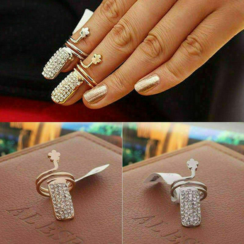 Bague de Couverture d'Ongle Wolf Tide Butterfly - Plaquée Or avec Zircon Cubique Scintillant
