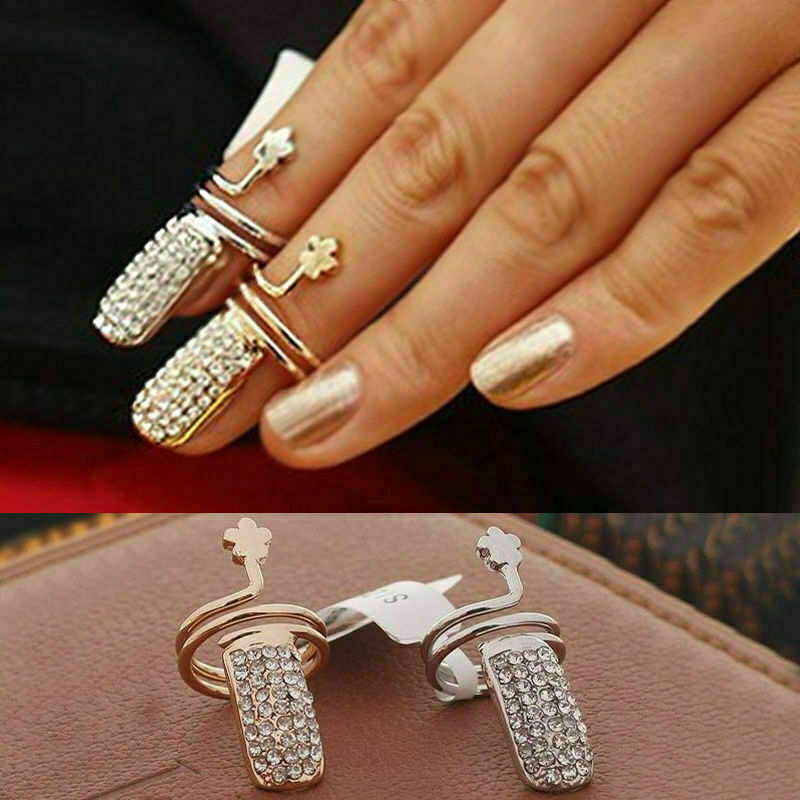 Bague de Couverture d'Ongle Wolf Tide Butterfly - Plaquée Or avec Zircon Cubique Scintillant