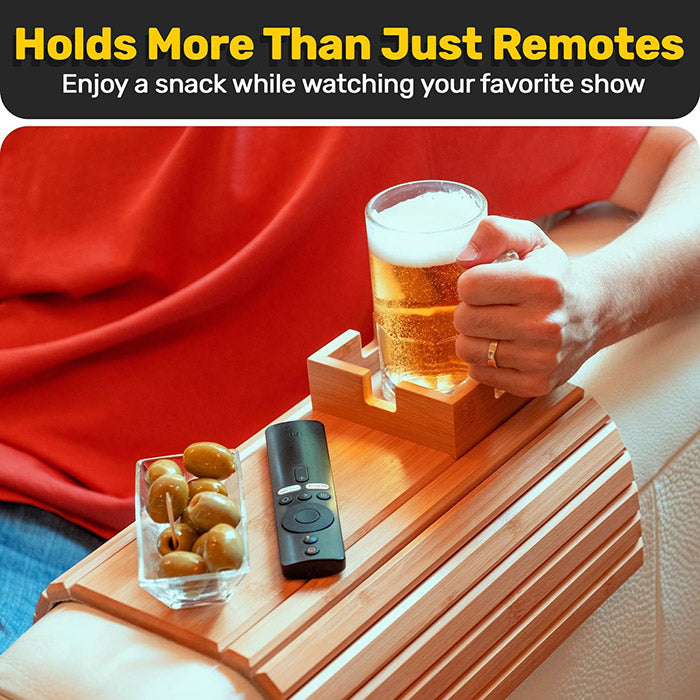 Plateau de canapé pliable en bambou avec porte-gobelet et finition laquée pour salon