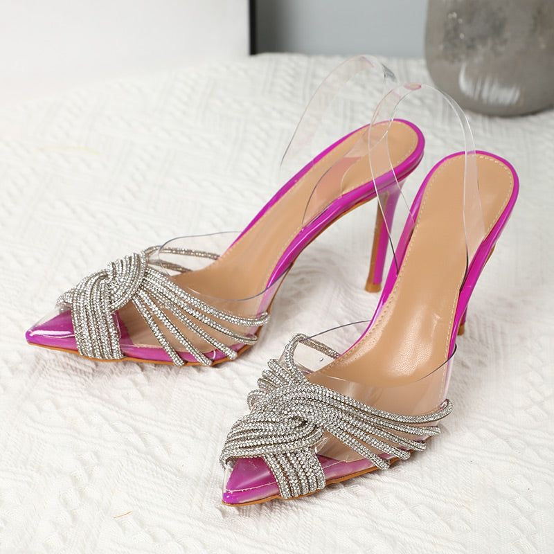 Rhinestone Banquet Shoes Pointed High-heeled