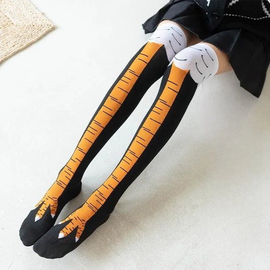 FUNNY Women Socks With Knee Length Chicken Feet