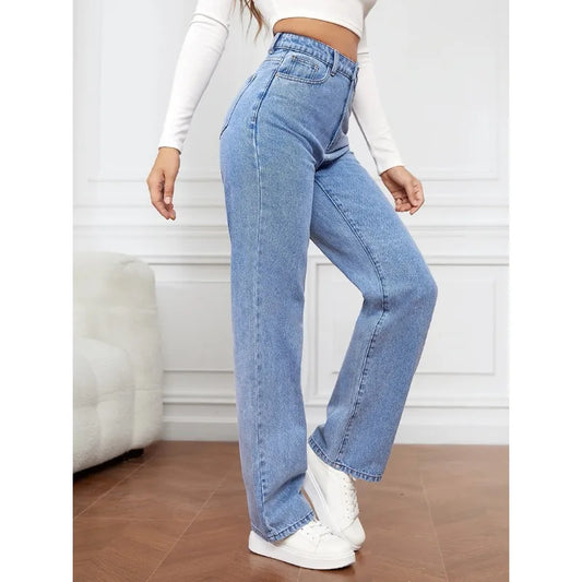 Straight-Leg Denim Trousers Straight Jeans