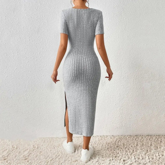 Solid Color Square Neckline Dress  Midi Dress for Women