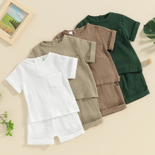 Kids Baby Boys Summer Shorts Sets Short Sleeve