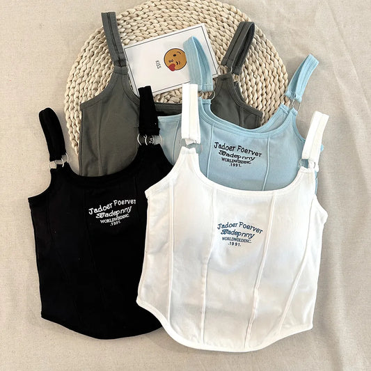 Letter Printing Crop Tops Women Summer Tops
